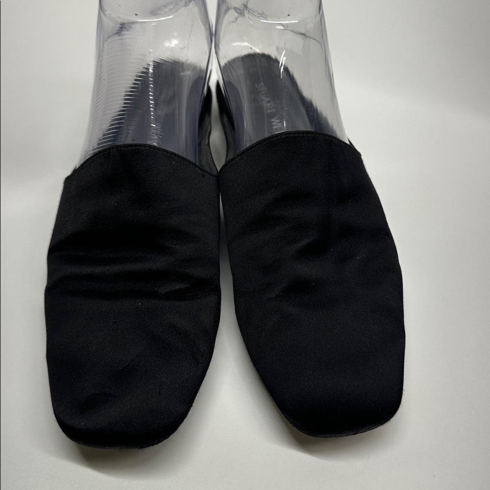 Stuart Weitzman Mulearky Satin Mule Slip On Open Back Shoes Silky Black Size 8 - Picture 3 of 9